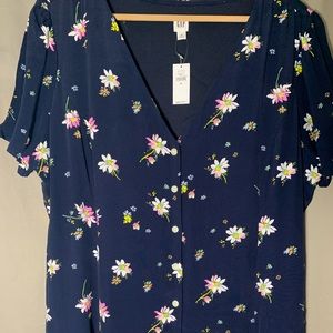 GAP Navy Floral Midi Dress